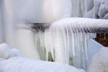 Outdoor pipes that have burst in freezing weather